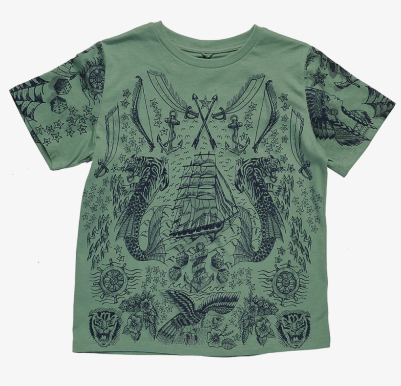 Stella Mccartney Kids Arlo T-shirt Captain Tattoo - Roark Revival Men's Bless Up Button-up Shirt, transparent png