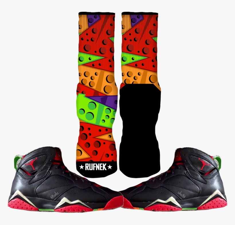 Jordan Marvin The Martian 7s Custom Socks - Air Jordan 7 Marvin The Martian Outfits, transparent png