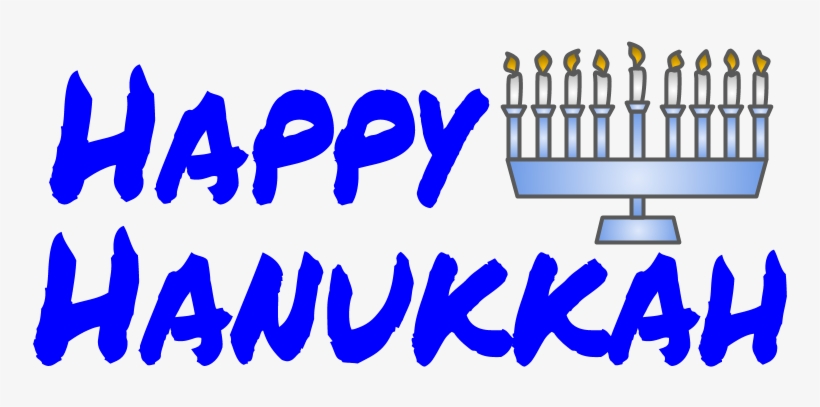 Happy Hanukkah, Blue Letters, Menorah, Png, transparent png