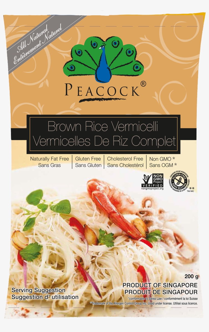 Brown Rice Vermicelli - Peacock Rice Spaghetti 200gm, transparent png