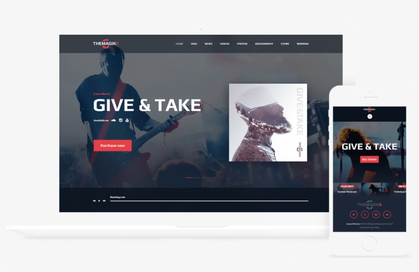 The Magic 6 Music Band & Musician Wordpress Theme - Wordpress, transparent png