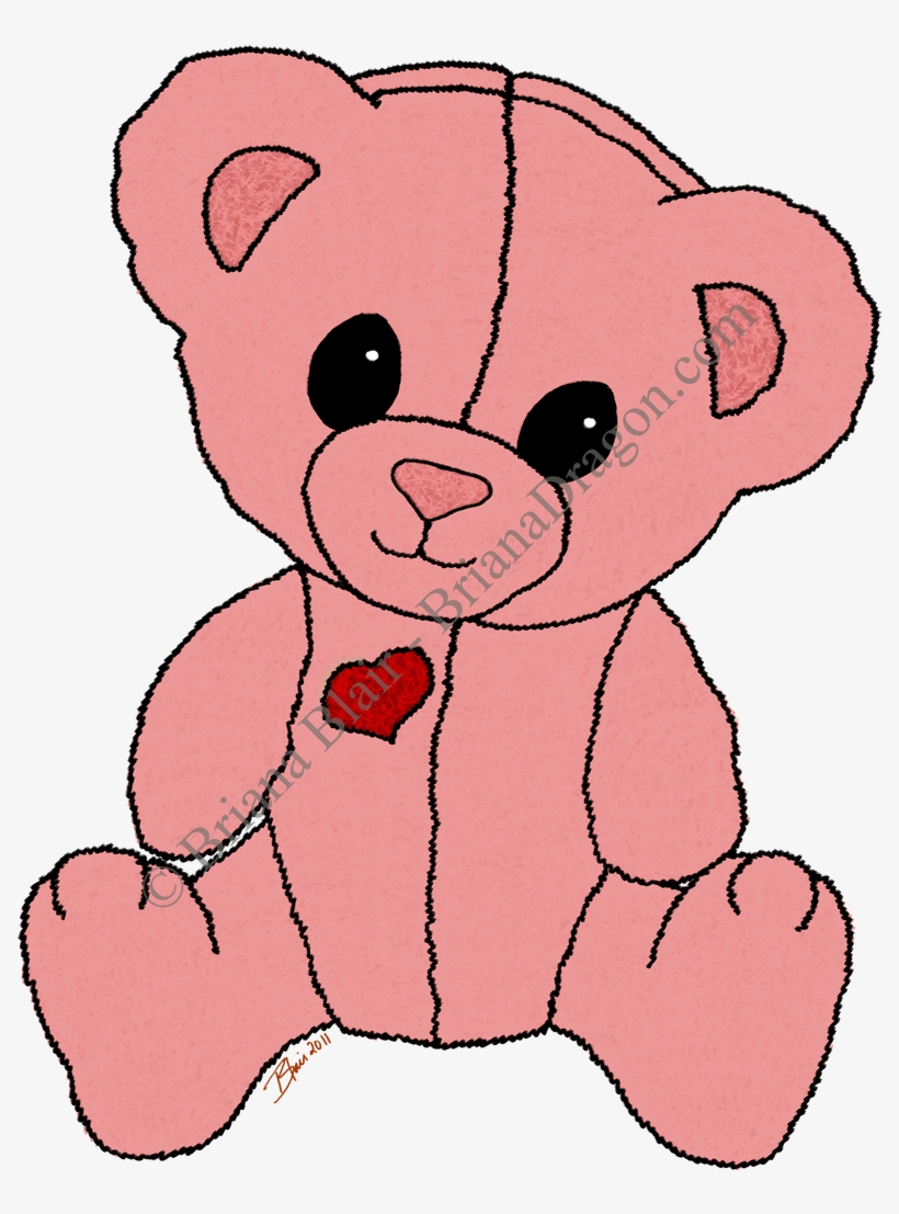 Cute And Happy Pink Teddy Bear By Brianadragon - Teddy Bear, transparent png
