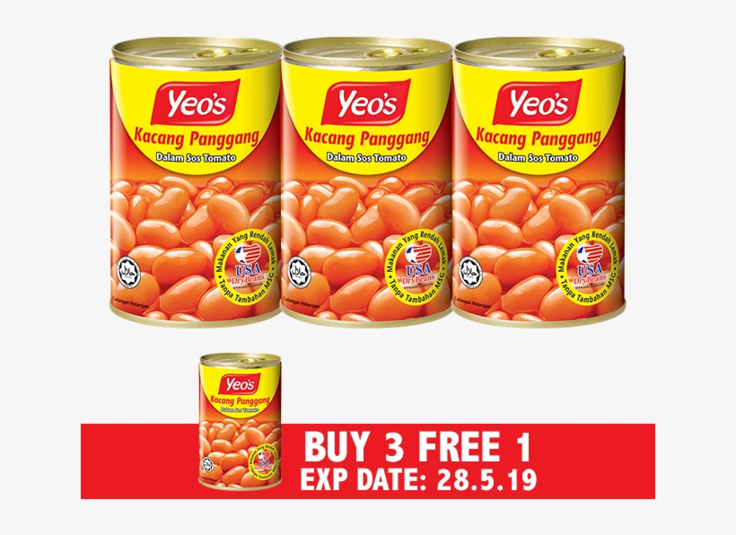 Yeo S Baked Beans In Tomato Sos 3 X 425g 1 X 425g - Convenience Food, transparent png