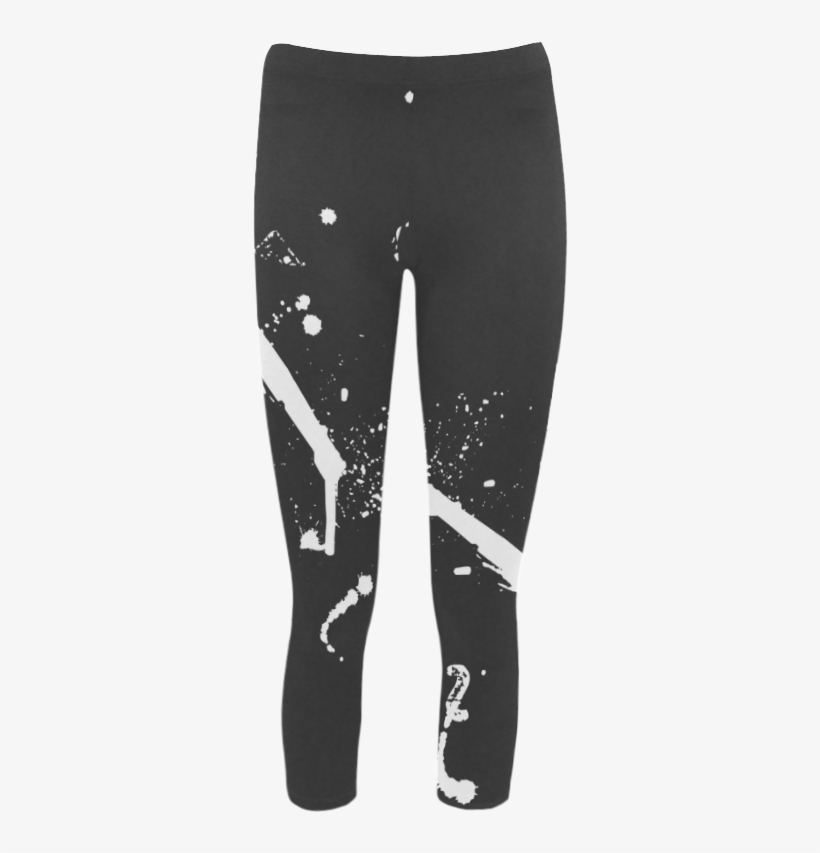 Paint Splatters White Vas2 Capri Legging - Leggings, transparent png
