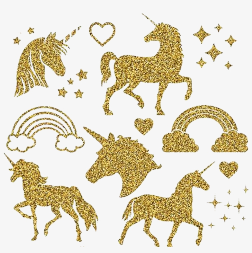 Unicorns Glitter Golden Gold Fantasy, transparent png