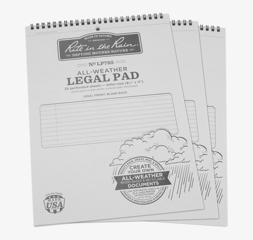 Rite In The Rain Lp X All - Rite In The Rain Legal Pad, transparent png