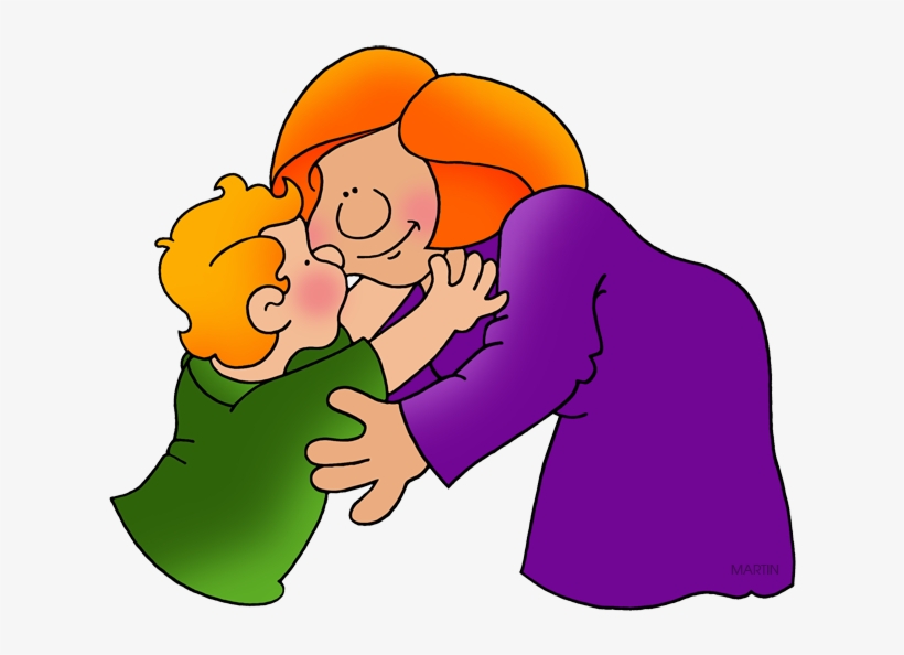 Kisses Clipart Mother Child - Kiss Mom Clip Art, transparent png