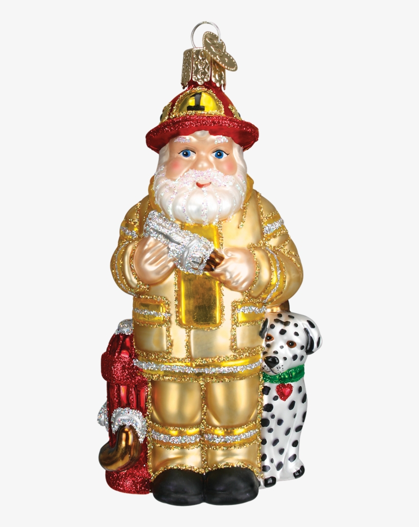 Fireman Santa Glass Christmas Ornament - Christmas Ornament, transparent png