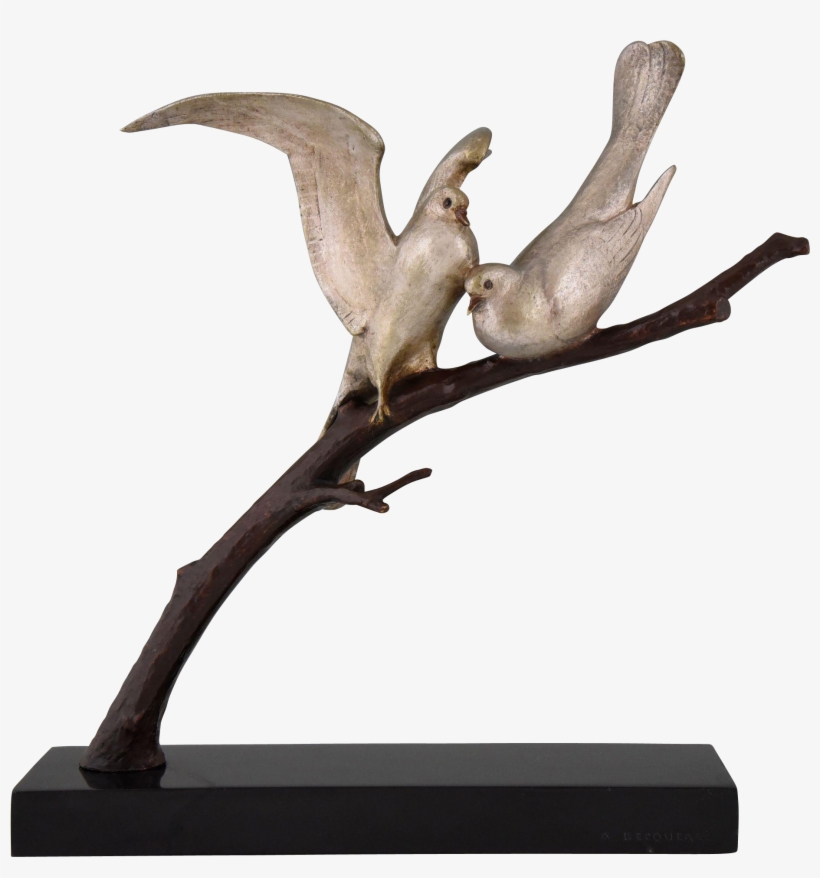 French Art Deco Bronze Bird Sculpture By Becquerel, - Sculpture Bird, transparent png