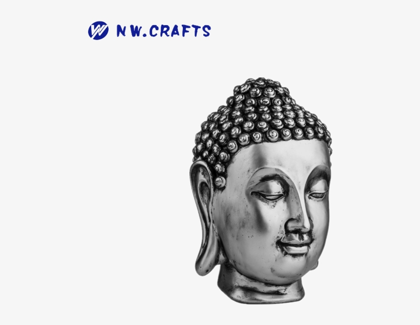 Resin Silver Buddha Head Sculpture Suitable As Gifts - Escultura Buda Png, transparent png