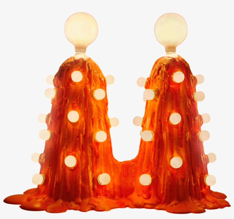 A Two Pronged Red Floor Lamp With Lots Of Bulbs All - Illustration, transparent png