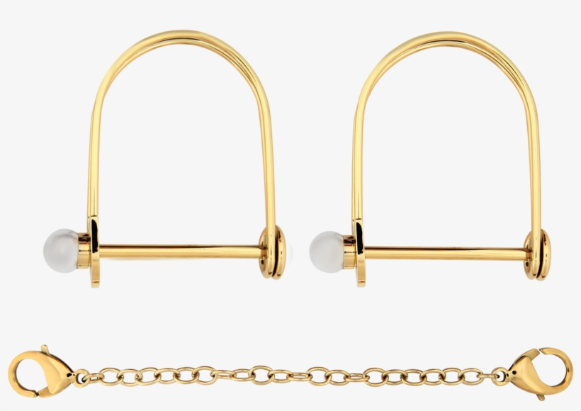 La Vie Nue Lock And Pearl Cuffs - Earrings, transparent png