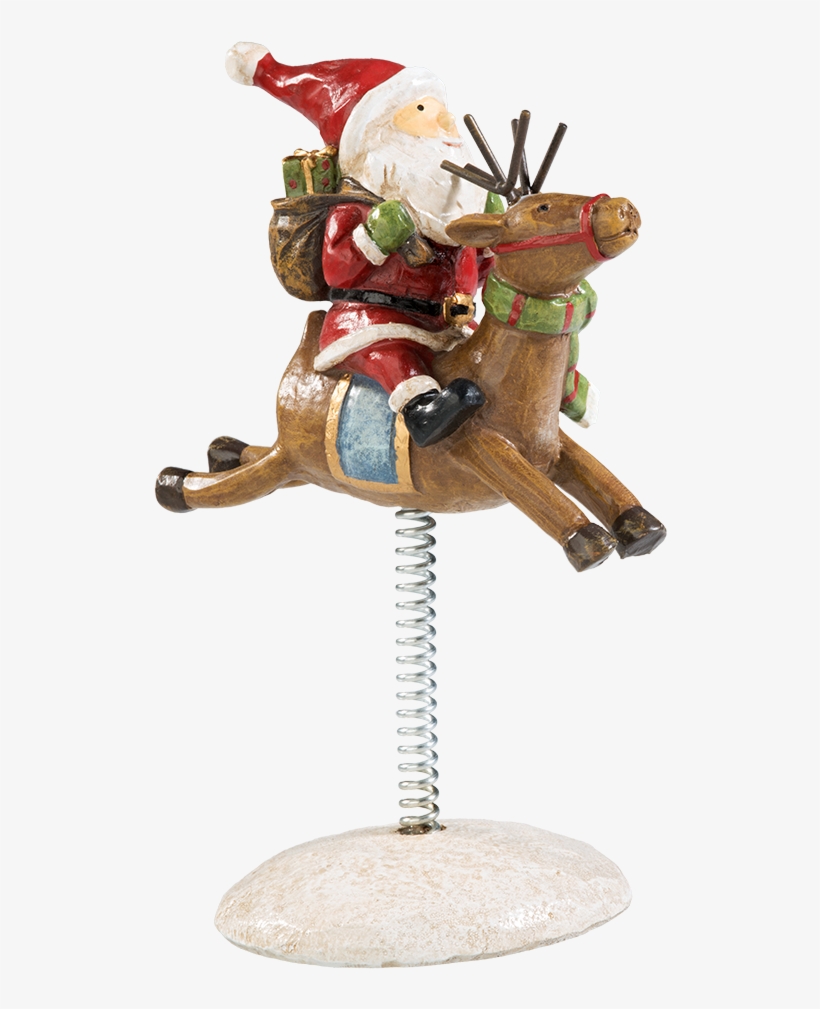 Reindeer On The Spring With Santa - Figurine, transparent png