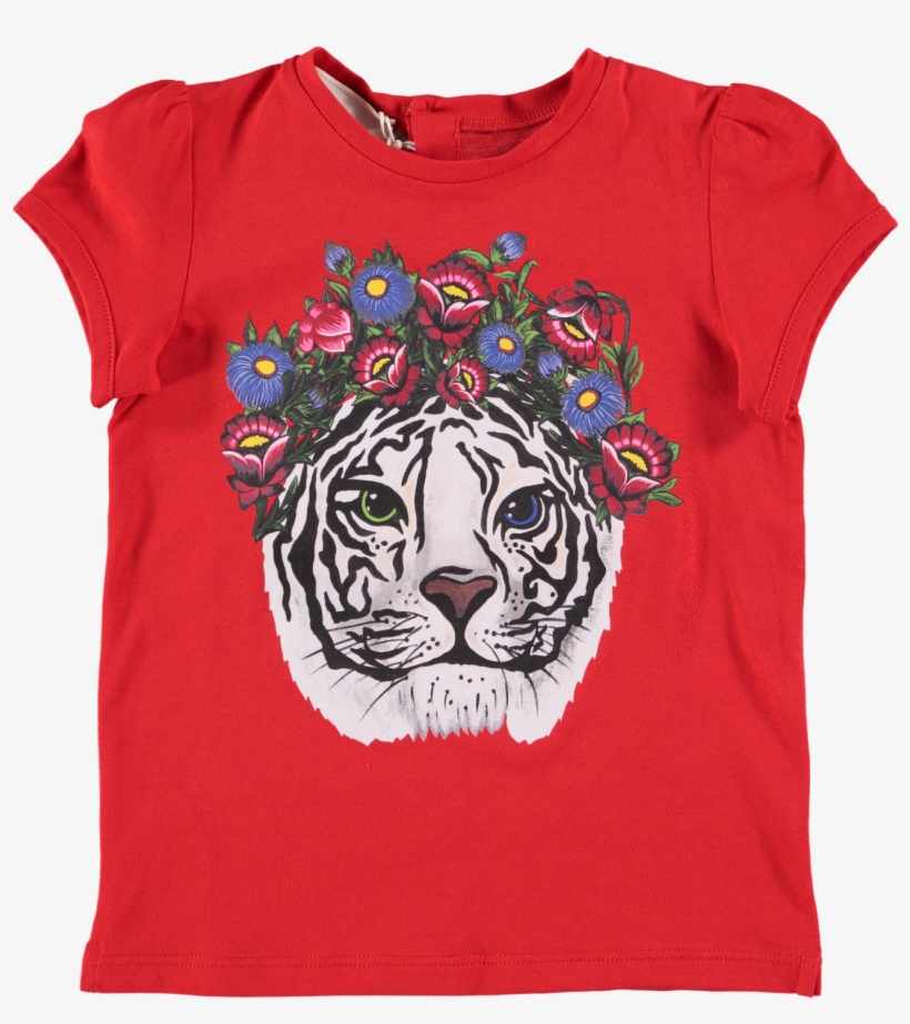 Picture Of Babies Tiger Flower Print T-shirt Red, transparent png