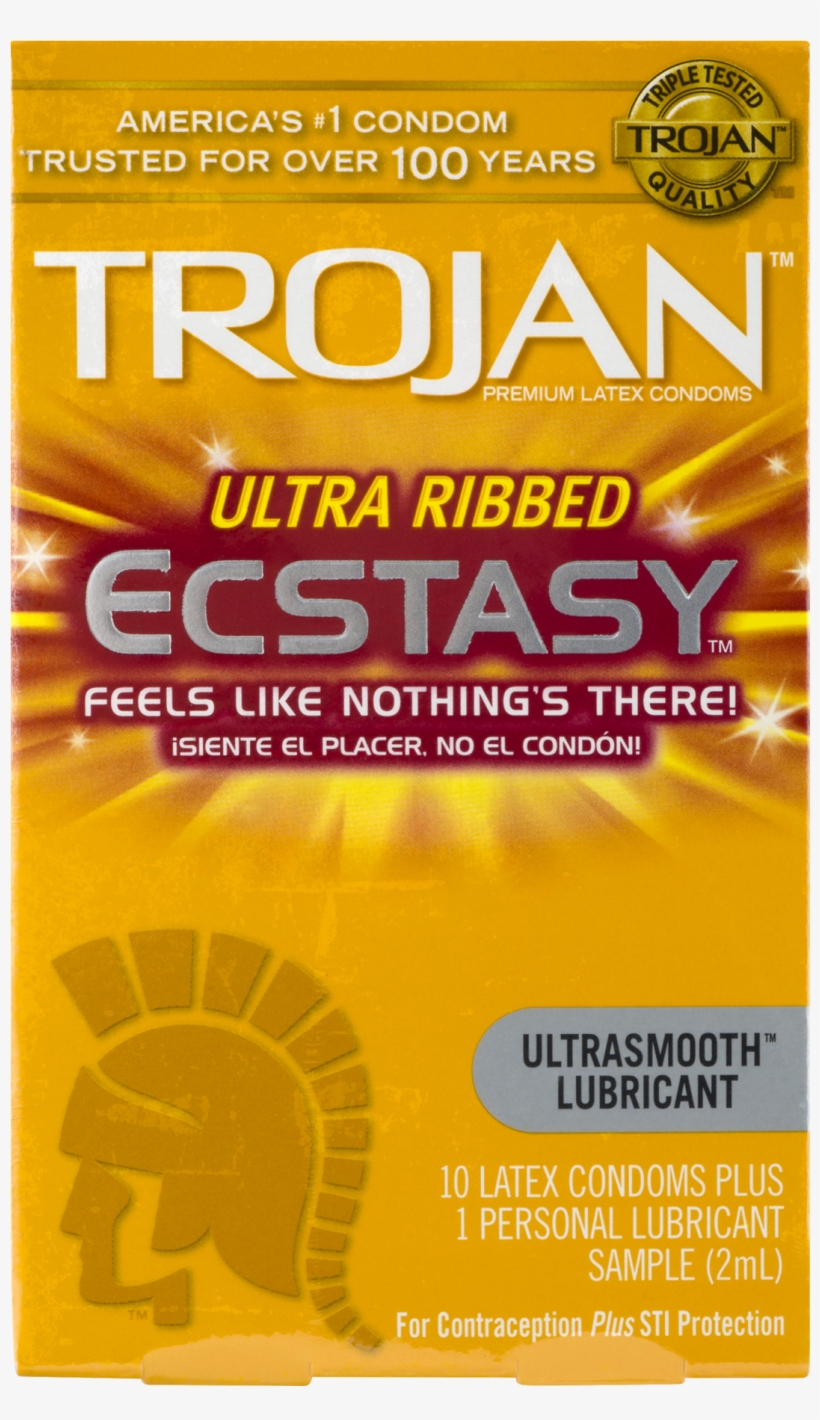 Trojan Ecstacy Ultra Ribbed Lubricated Latex Condoms - Trojan Big Condom Png, transparent png
