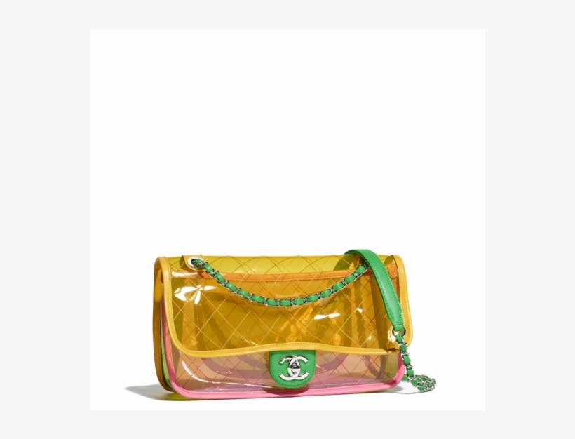 Chanel Pink/yellow Pvc Coco Splash Medium Flap Bag - Chanel Flap Bag Transparent, transparent png