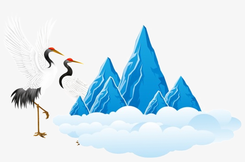 Yuanshan White Crane Png - 山 と 雲 イラスト, transparent png