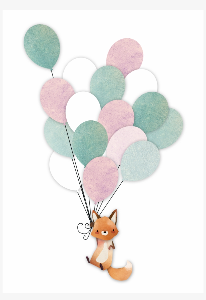 Sweet Little Fox Holding Balloons For A New Mummy To - Balloon, transparent png