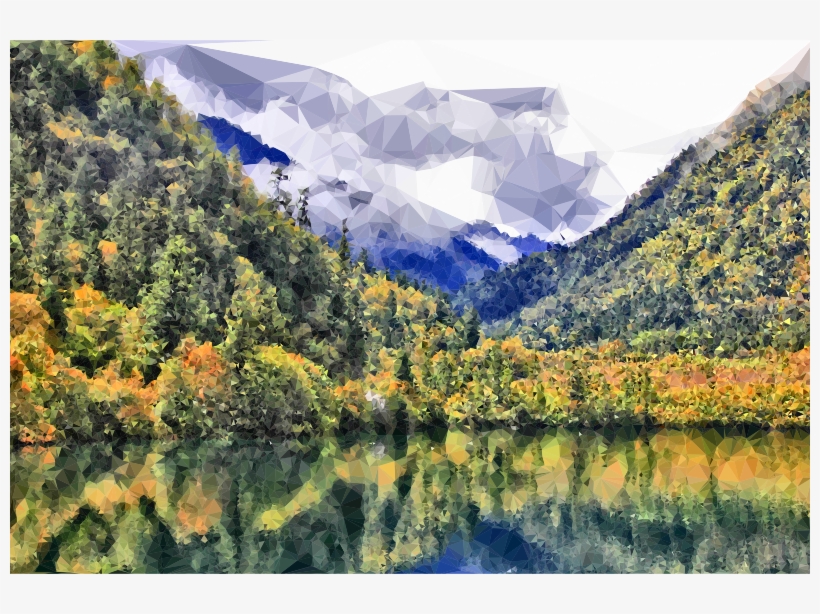 Low Poly Foggy Chinese Mountain - Clip Art, transparent png