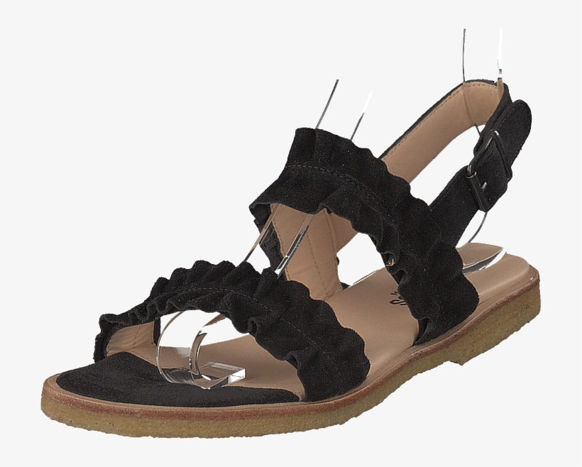 Sandal With Ruffles And Buckle Black - Sandal, transparent png