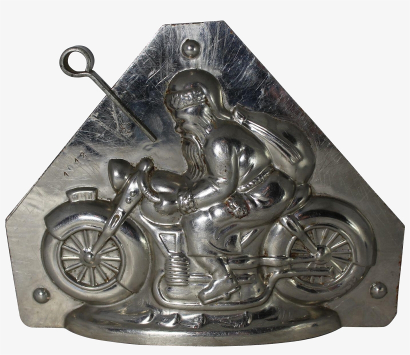 Vintage "hornlein" Santa On Motorcycle Chocolate Mold - Statue, transparent png