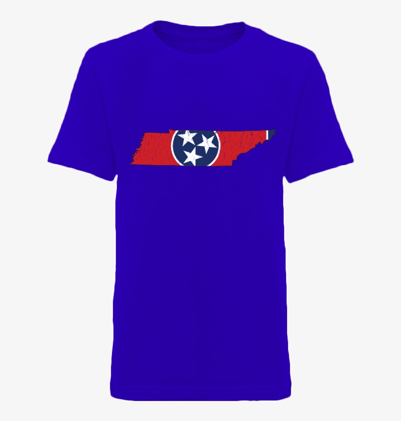 Tennessee Flag State Outline Red Youth Royal Blue Short - Active Shirt, transparent png