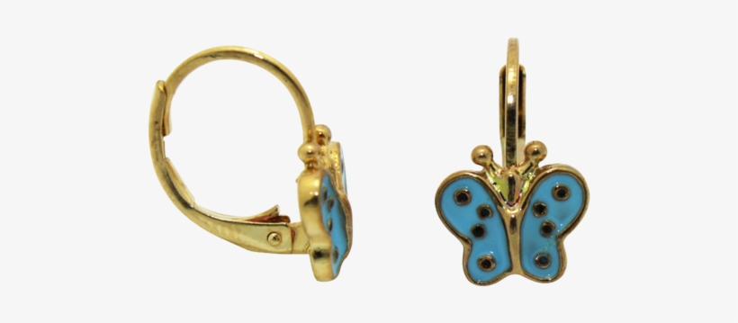 Junior Jewels 18k Yellow Gold Overlay Enamel Butterfly - Earrings, transparent png