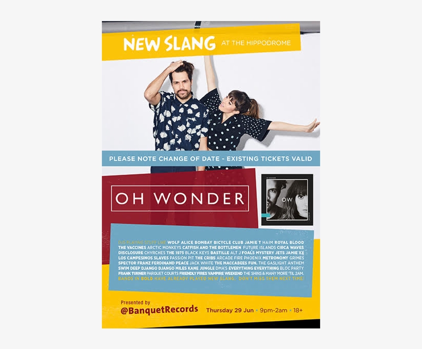 Oh Wonder / Tender / New Slang - Flyer, transparent png
