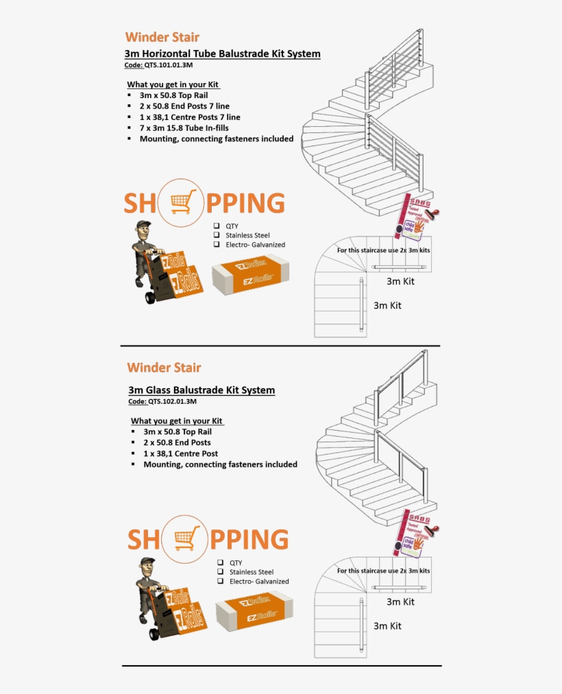 Winder Stair Handrail Kit - Diagram, transparent png