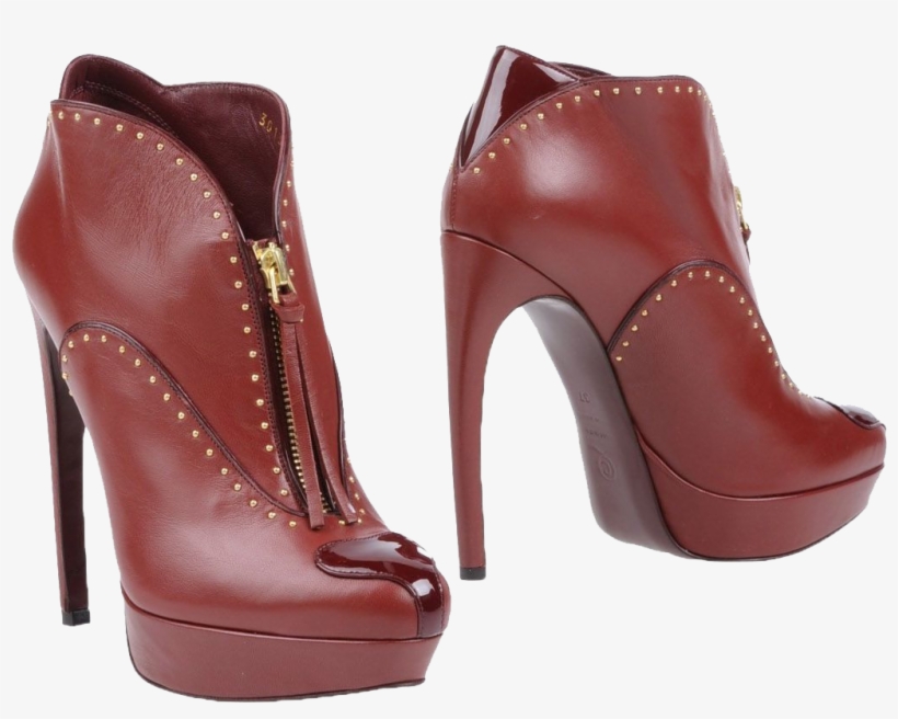 Alexander Mcqueen Red Leather Gold Studded Ankle Boots - Alexander Mcqueen Red Boots, transparent png