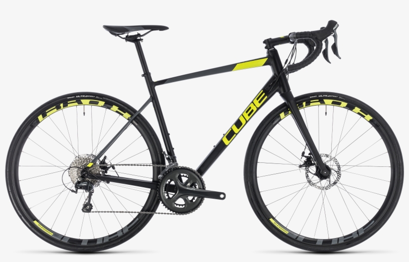 Cube 2018 Attain Race Disc Black / Flash Yellow Road - Cannondale Synapse Disc Sora, transparent png
