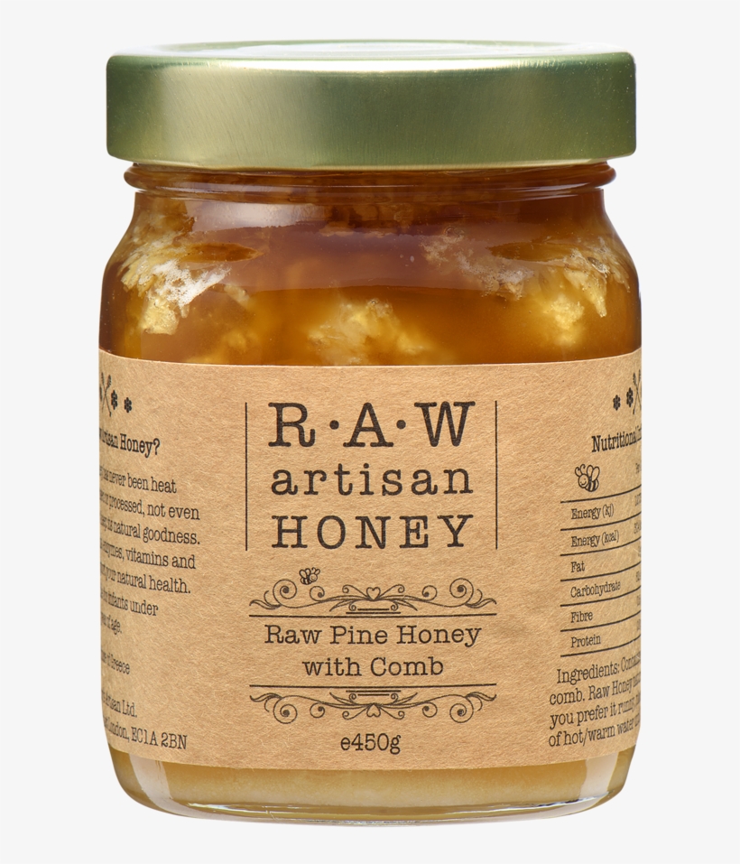 Greek Raw Pine Honey With Comb, 100% Pure Raw Greek - Honey, transparent png