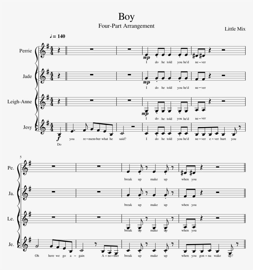 Boy - Little Mix - Dolce On Score, transparent png