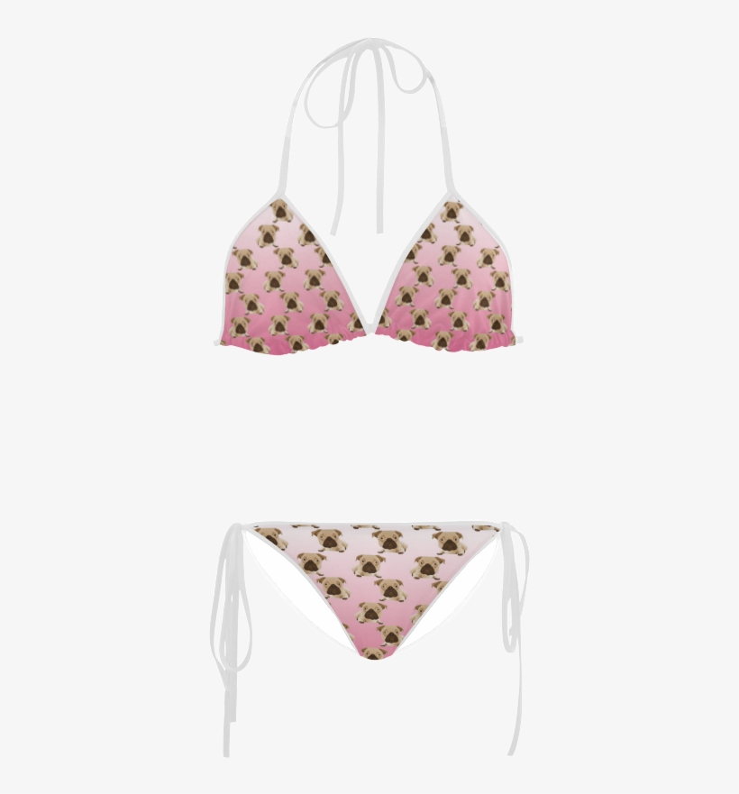 Cute Pugs On Pink Gradient Background Custom Bikini - Swimsuit, transparent png