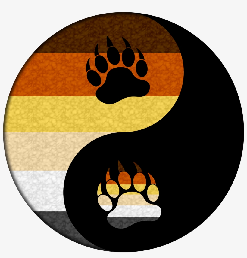 Bear Pride Yin And Yang With Paw Symbols Black Gray - Bear Paw Yin And Yang, transparent png