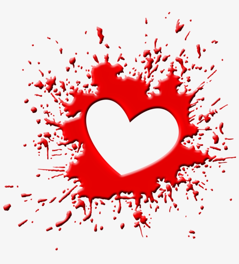 Blood Splash Png Heart - Klecks Png, transparent png
