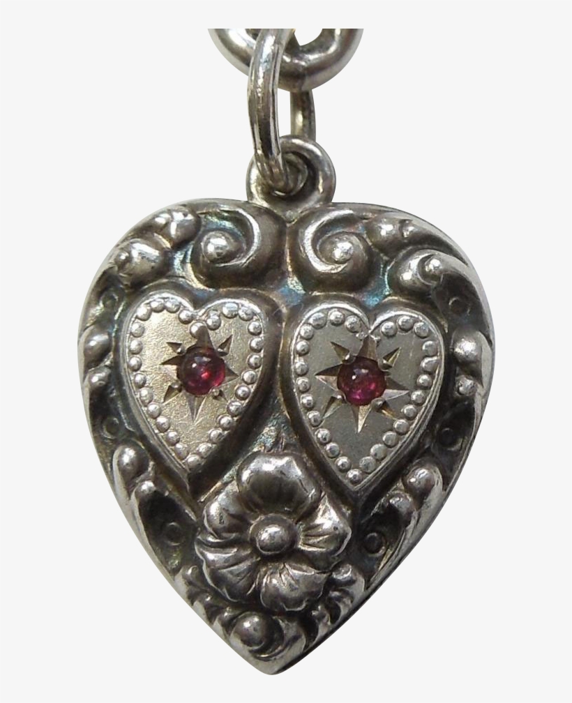 Victorian Sterling Silver Puffy Heart Charm Double - Locket, transparent png