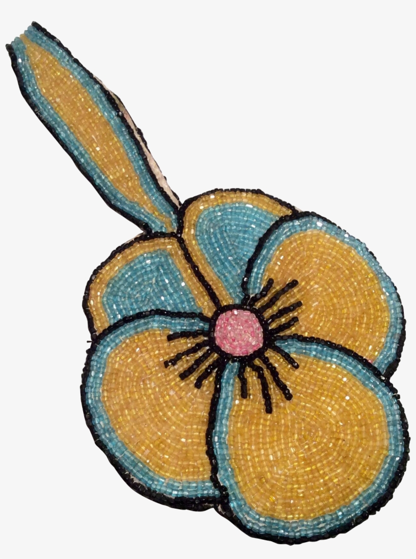 Beautiful Antique Glass Beaded Flower Shaped Purse - Illustration, transparent png