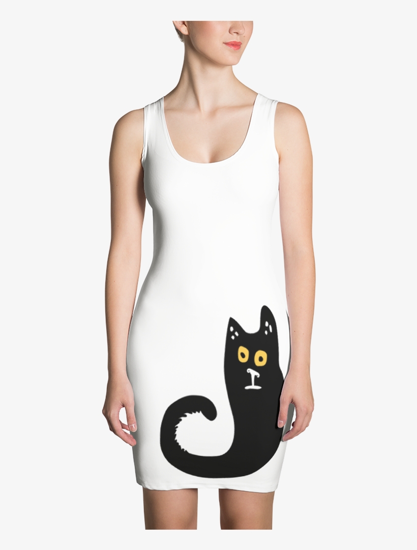 Black Cat Silhouette - United States Map Dress, transparent png