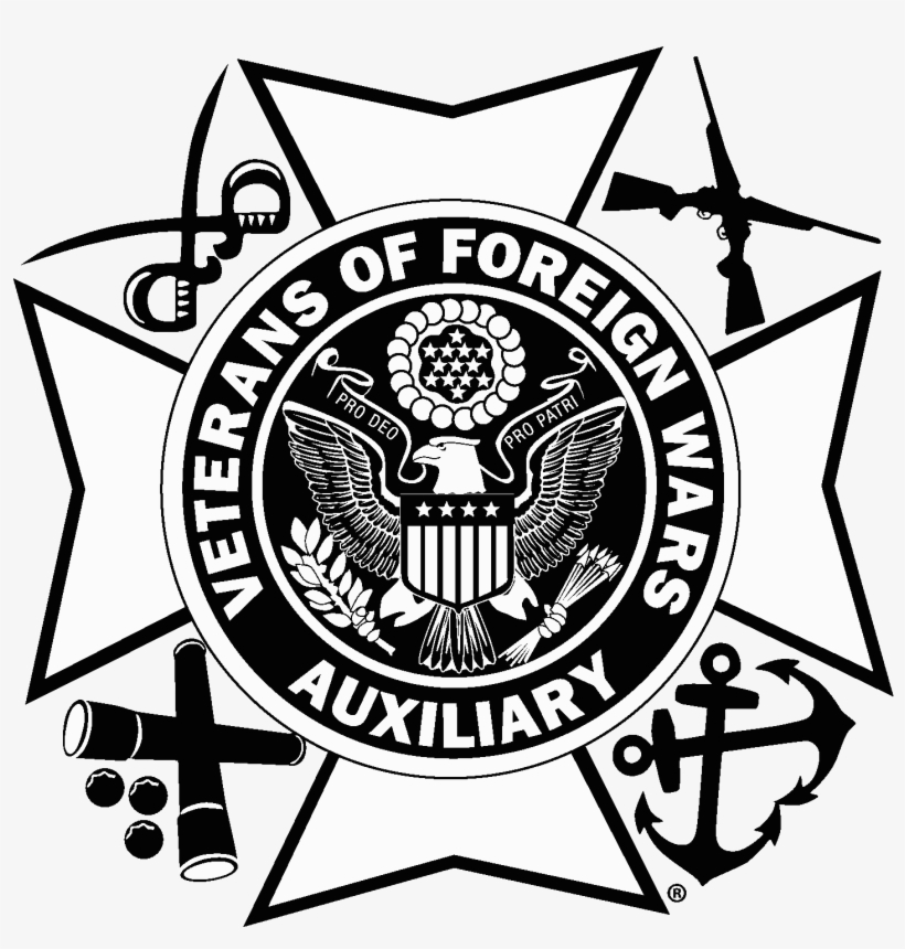 Large Black & White No Tagline - Vfw Auxiliary, transparent png