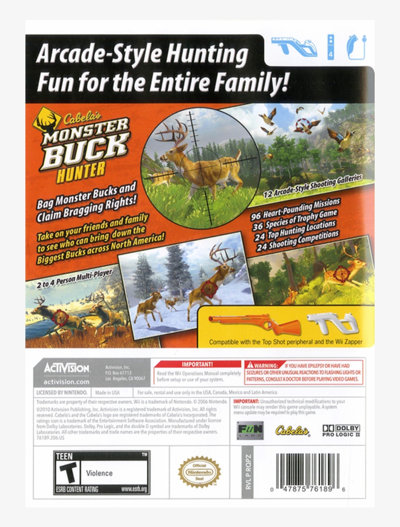 Cabela's Monster Buck Hunter - Wii, transparent png