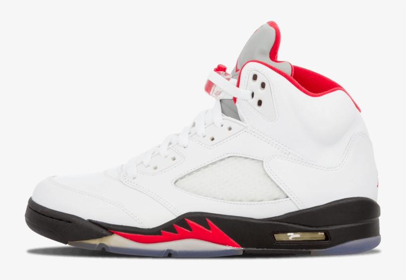 Air Jordan 5 Retro "white Fire Red" - Jordan Retro 5 Fire Red Gs, transparent png