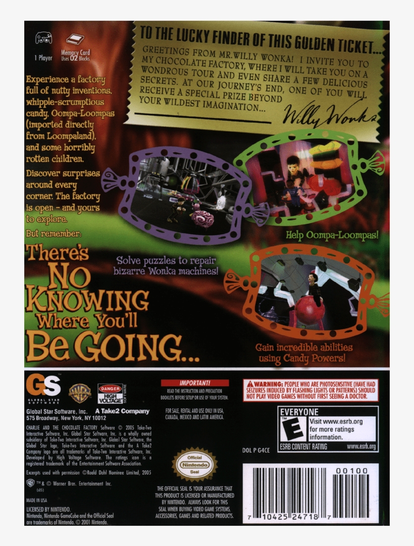 Charlie And The Chocolate Factory Back - Nintendo 3ds, transparent png