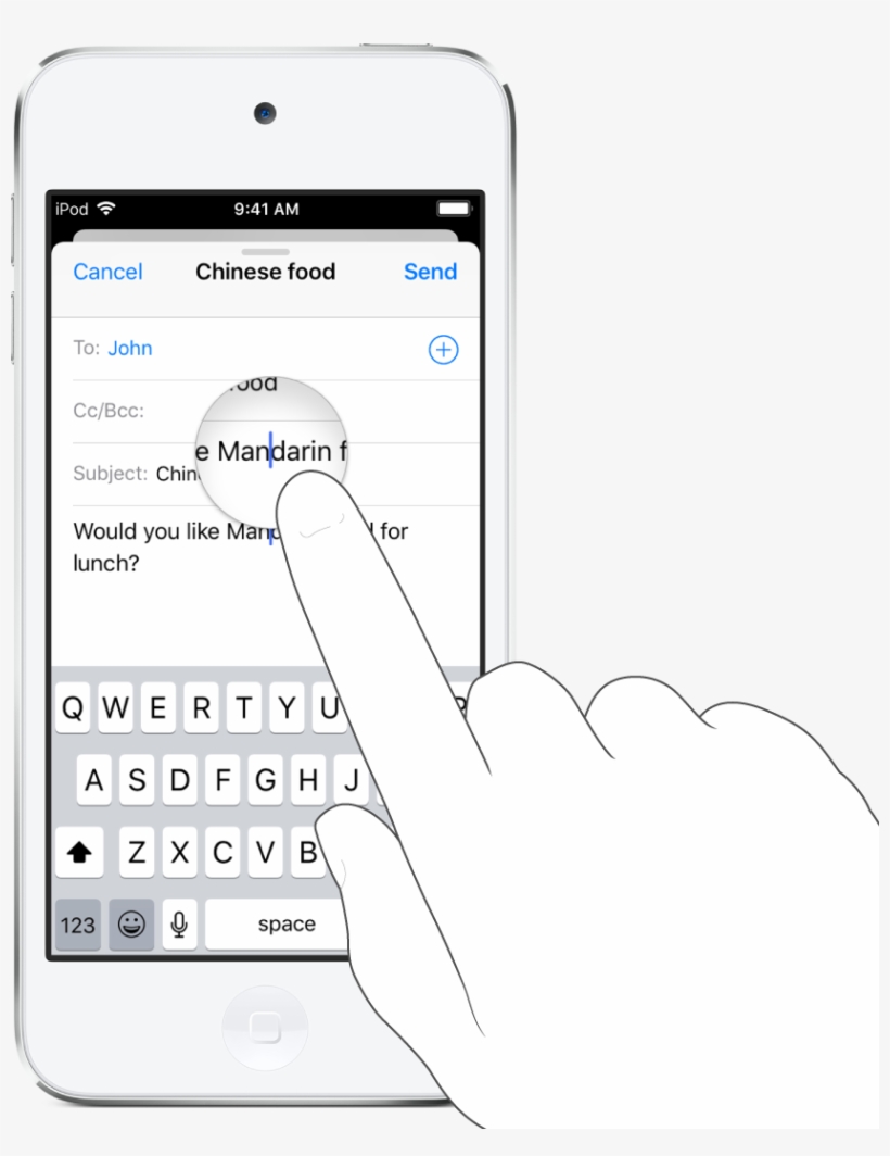 A Finger Touching The Screen To Get A Magnified View - Iphone, transparent png