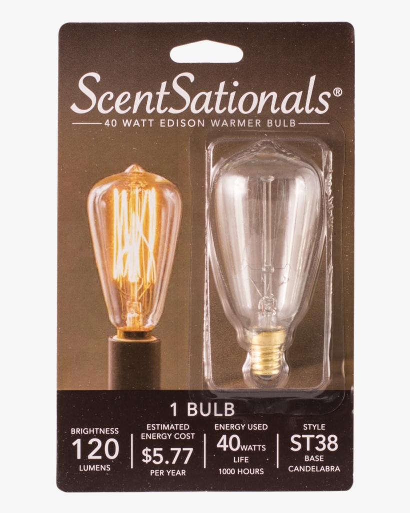 40 Watt Edison Light Bulb - Incandescent Light Bulb, transparent png