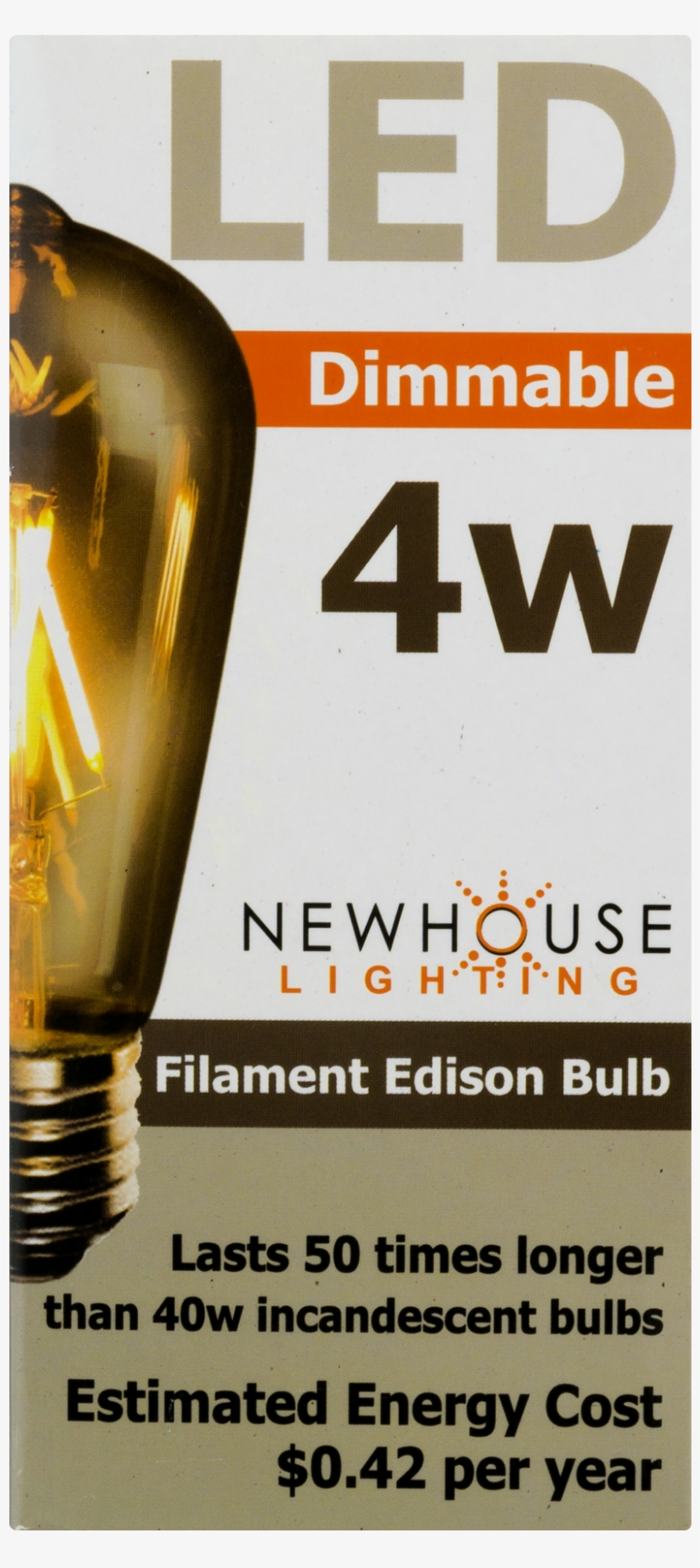 Newhouse Lighting Led Filament Edison Bulb Dimmable - Electronorte Chiclayo, transparent png