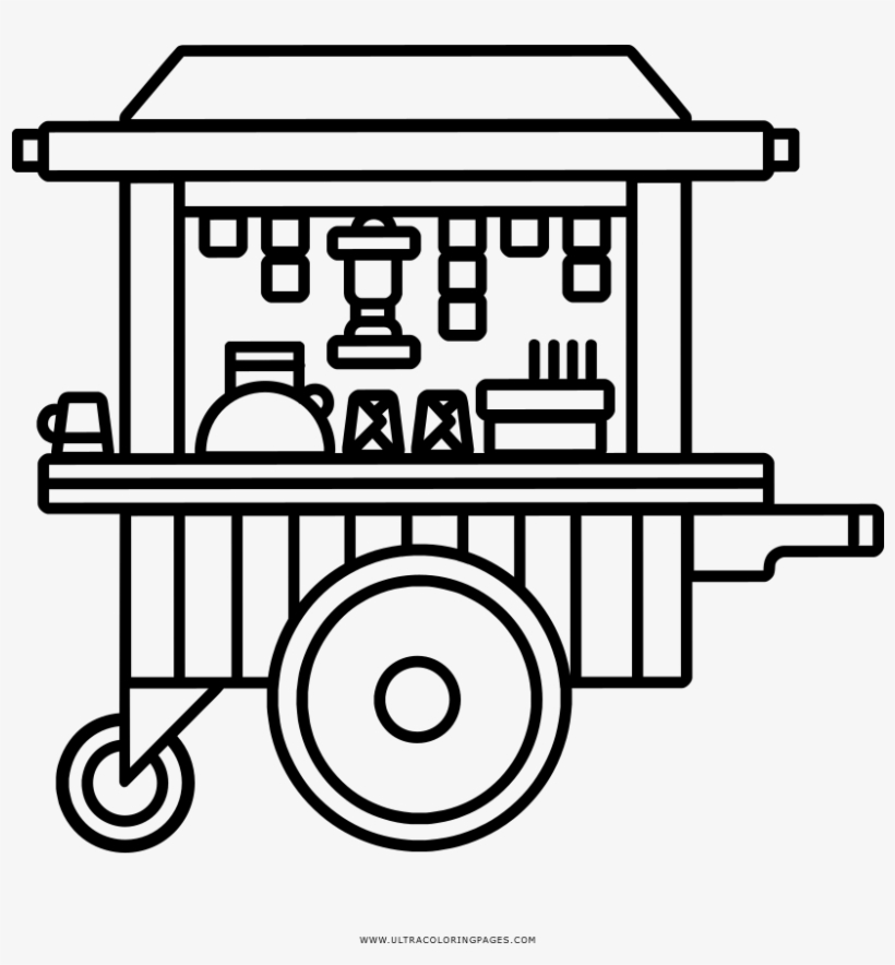 Food Cart Coloring Page - Railroad Car, transparent png