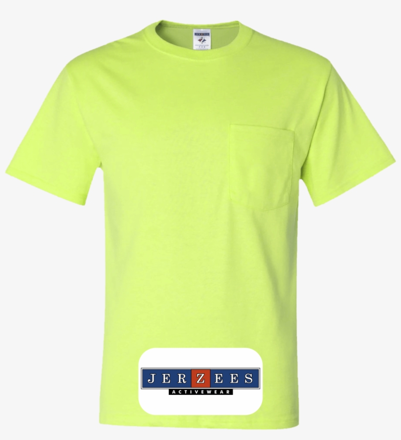 Jerzees Custom Safety Green Pocket T Shirts Neon Green Pocket T