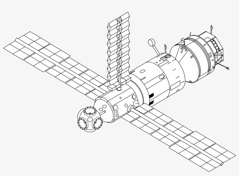 Mir 1987 Configuration Drawing - Estacion Y Sonda Espacial, transparent png