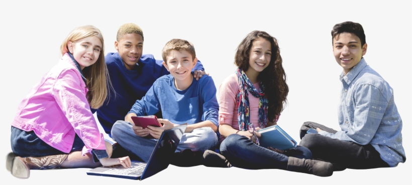 Group Of Middle School Kids With Books - Girl, transparent png